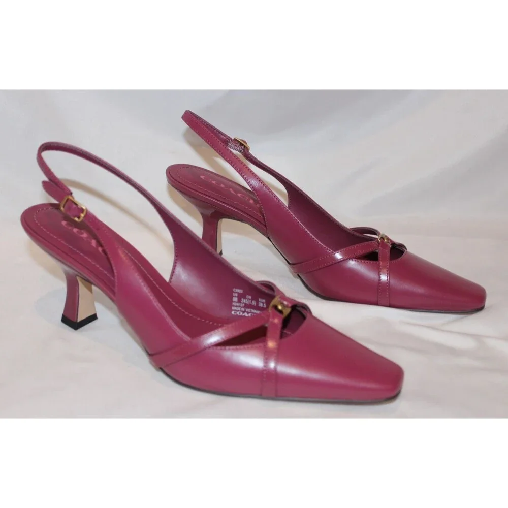 Coach Women’s‎ Rowyn Leather Slingback Heeled Sandals Pink